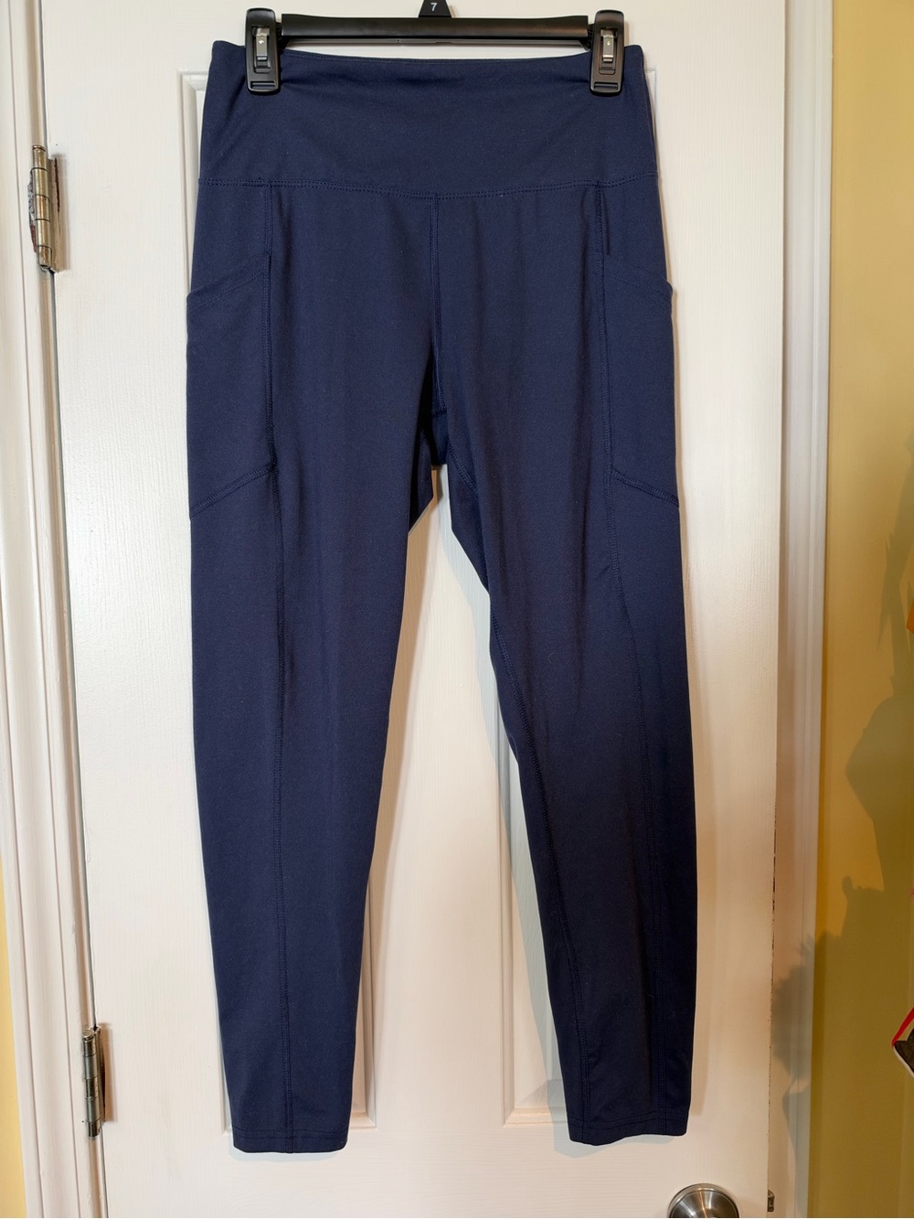 Marika Navy High-Rise Leggings with Side Pockets